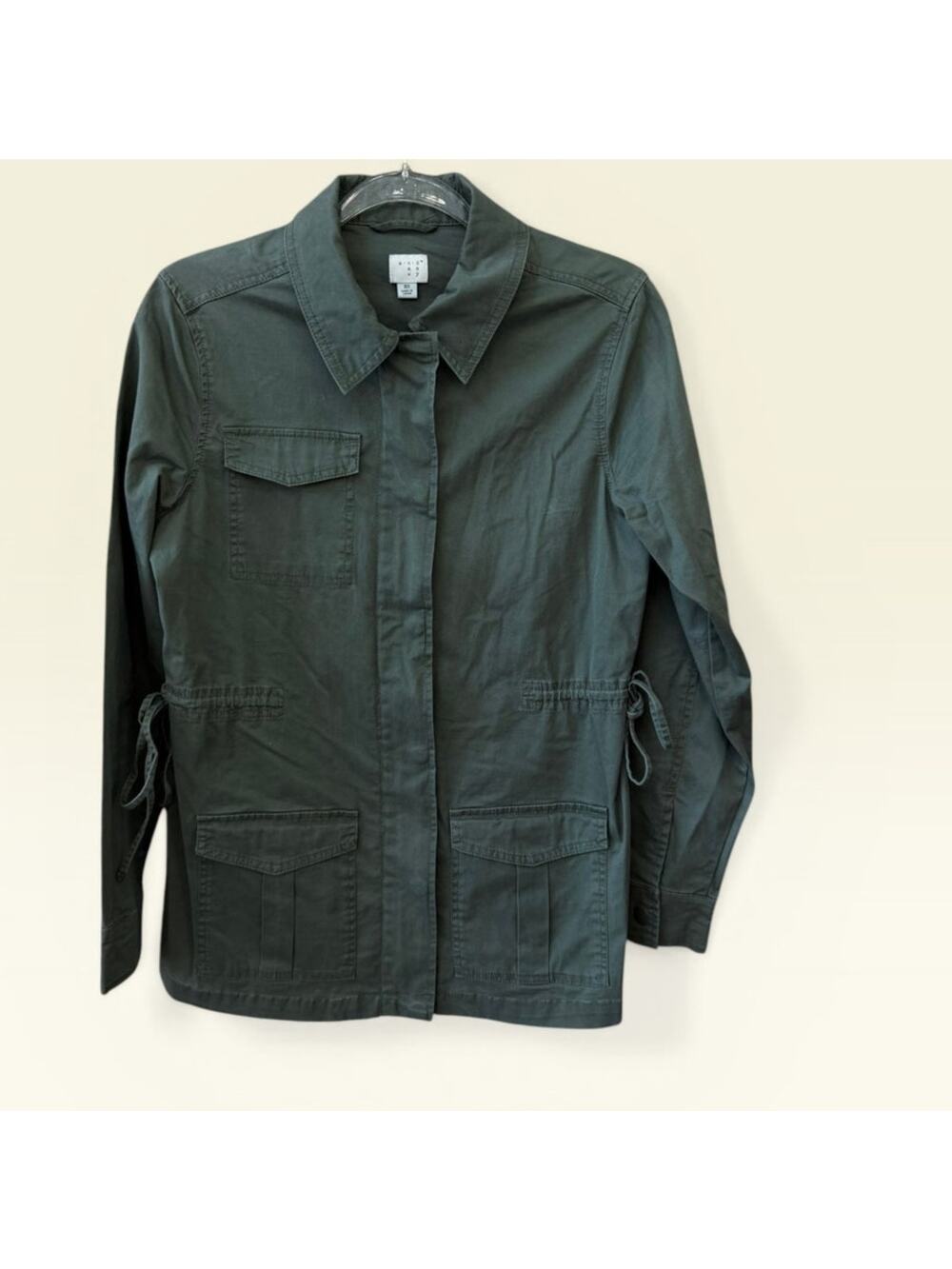 A New Day Green Utility Style Jacket Womens Size XS Button Front Olive
